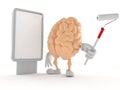 Brain character with blank billboard Royalty Free Stock Photo