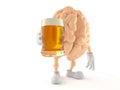 Brain character holding beer glass