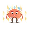 Brain character under pressure, vector illustration. Stress impulse and anxiety. Royalty Free Stock Photo