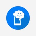 Brain chat vector icon. Chat bot, AI intelligence, chat mobile app concept icon.