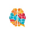 Brain chat vector logo template.