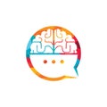 Brain chat vector logo design template.