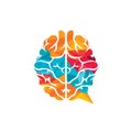Brain chat vector logo template.