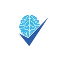 Brain check vector logo design template. Royalty Free Stock Photo