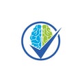 Brain check vector logo design template. Royalty Free Stock Photo