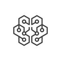 Brain chip circuit, icon in line design. Brain, chip, circuit, technology, neural, implant, microchip, electronics on