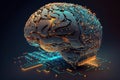 Brain chip concept created with ai generative tools Royalty Free Stock Photo