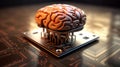Brain chip concept created with ai generative tools Royalty Free Stock Photo
