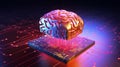 Brain chip concept created with ai generative tools Royalty Free Stock Photo