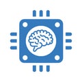 Brain, chip, memory icon. Blue vector design Royalty Free Stock Photo