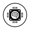 Brain, chip, memory icon. Rounded black vector design Royalty Free Stock Photo