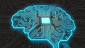Brain Circuit Board Electric Blue Light Fusion Technology Human Intellect Royalty Free Stock Photo