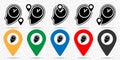 Brain, clock icon in location set. Simple glyph, flat illustration element of time theme icons