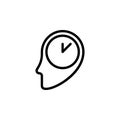 brain, clock icon. Simple thin line, outline vector of Time icons for UI and UX, website or mobile application