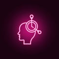 Brain, clock neon icon. Elements of Creative thinking set. Simple icon for websites, web design, mobile app, info graphics