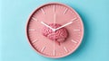 Brain Clock Pink Analog, Brain Centered, Time Concept