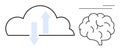 Cloud Computing and Artificial Intelligence Concept with Brain and Data Exchange Arrows Royalty Free Stock Photo