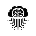 brain and cloud computing glyph icon vector illustration Royalty Free Stock Photo