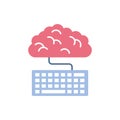 Brain cloud computing school education learning flat style Royalty Free Stock Photo