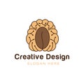 Brain coffee logo Ideas. Inspiration logo design. Template Vector Illustration. Isolated On White Background