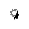 Brain and Cog Wheel icon. Human head gear concept logo Royalty Free Stock Photo