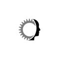 Brain and Cog Wheel icon. Human head gear concept logo Royalty Free Stock Photo