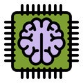 Brain communication processor icon color outline vector Royalty Free Stock Photo