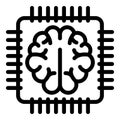 Brain communication processor icon, outline style