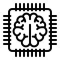 Brain communication processor icon, outline style