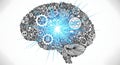 Brain Structure and Neural Thinking Concept with Gears and Energy Royalty Free Stock Photo