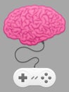 Brain with computer game pad Royalty Free Stock Photo