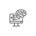 Brain Computer Interface line icon Royalty Free Stock Photo