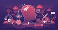 Brain-Computer Interfaces concept with neural connections, gears, and digital