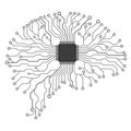 Brain Concept illustration. Circuit board printed circuit board. Vector