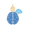 Brain connected to cloud computing for artificial intelligence concept Royalty Free Stock Photo