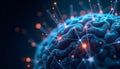 Brain connected to digital networks, technology, and brain-computer interaction. AI Generated Royalty Free Stock Photo