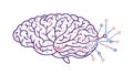 Brain with Connecting Dots for Neural Network & AI, vector design Generative AI Royalty Free Stock Photo