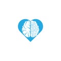 Brain connection heart shape concept logo design.