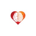 Brain connection heart shape concept logo design.
