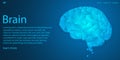 Brain connection light lines, low polygonal technology theme concept. Website template design.vector illustration Royalty Free Stock Photo