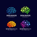 Brain connection logo design. digital brain logo template