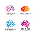 Brain connection logo design. digital brain logo template