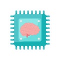 Artificial Intelligence brain CPU chip vector illustration graphic Royalty Free Stock Photo