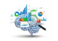 Brain data analysis with charts Royalty Free Stock Photo