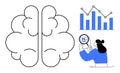 Brain and Data Analysis Concept with Charts and Magnifying Glass Research and Insights Royalty Free Stock Photo