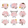 Brain Different Activities And Emoticons Icon Set