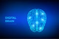 Brain. Digital brain with binary code. 3D Science and Technology concept. Neural network. IQ testing, artificial intelligence Royalty Free Stock Photo