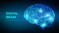 Brain. Digital brain. 3D Science and Technology concept. Neural network. IQ testing, artificial intelligence virtual emulation