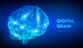 Brain. Digital brain. 3D Science and Technology concept. Neural network. IQ testing, artificial intelligence virtual emulation Royalty Free Stock Photo