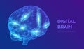 Brain. Digital brain. 3D Science and Technology concept. Neural network. IQ testing, artificial intelligence virtual emulation